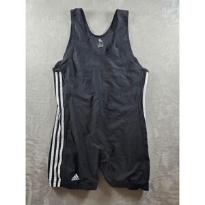 Adidas Wrestling Singlet Adult XL Black 3-Stripe Nylon Lycra Bodysuit *Read